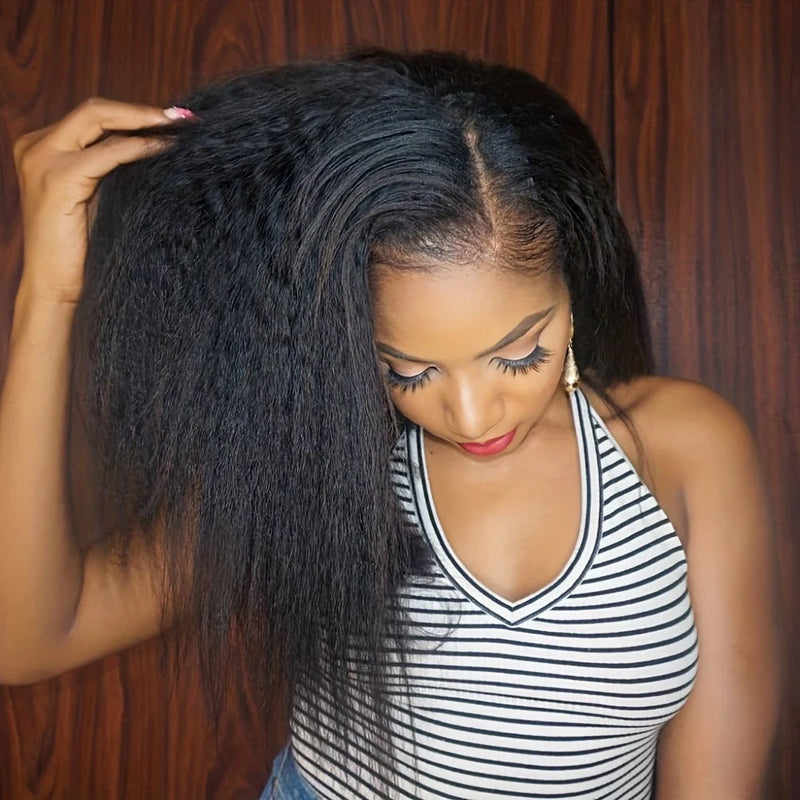 Kinky Straight 13X4 Lace Front Wig Glueless Yaki Straight HD Lace Frontal Wig Vietnamese Raw Curly Human Hair Wigs 5x5 HD Closure Waer And Go Glueless Wigs 250% Density On Clearance Sale