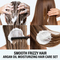 Moroccan Argan Oil Hair Care Set Gently Cleanses Deep Moisturizing Smoothing Soften Repairing Damaged Reduces Frizz Shampoo Conditioner Set