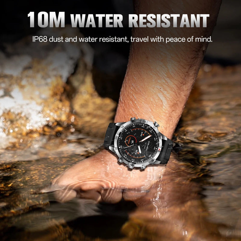Aolon GT6 PRO Military Smart Watch Compass Flashlight AMOLED Bluetooth Call Smartwatch 1ATM Waterproof For Outdoor Double Strap