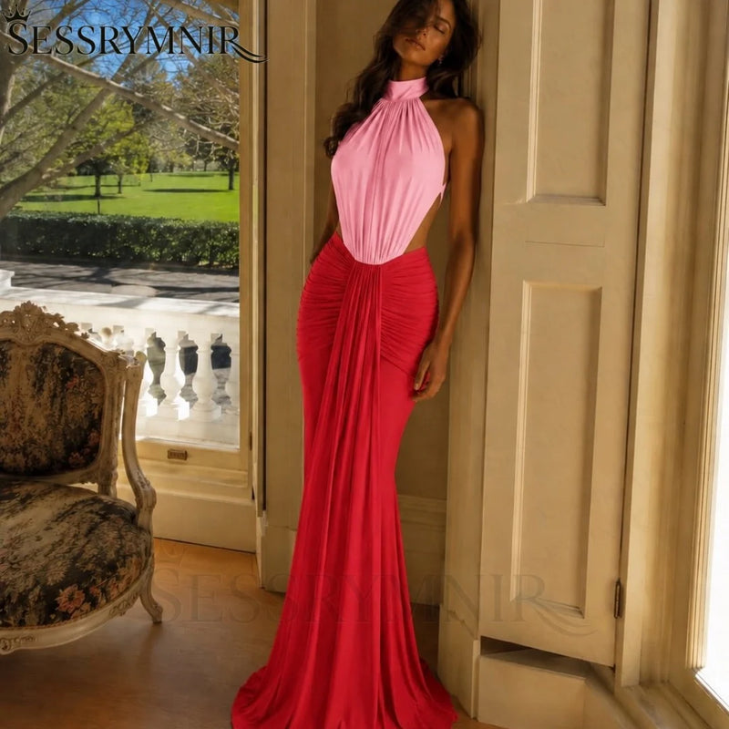 SESSRYMNIR Women'S Formal Evening Gowns Cusatomize Halter | SAMAG
