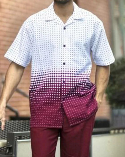 Summer New Printed Men's Top + Trousers Casual Suit Shirt Pants 2 - Piece Fashion Harajuku Retro Party Outdoor | SAMAG