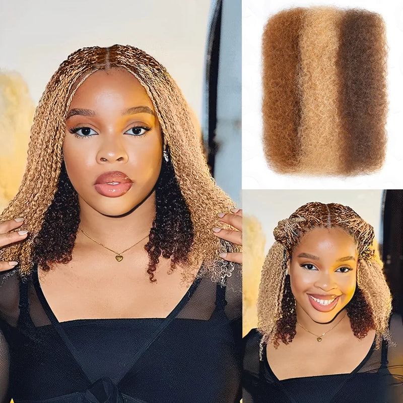 QVR Afro Kinky Bulk Hair No Attachment 50g Afro Curly Bulk 100% Human Hair Unprocessed Virgin Remy Braiding Hair for Dreadlocks