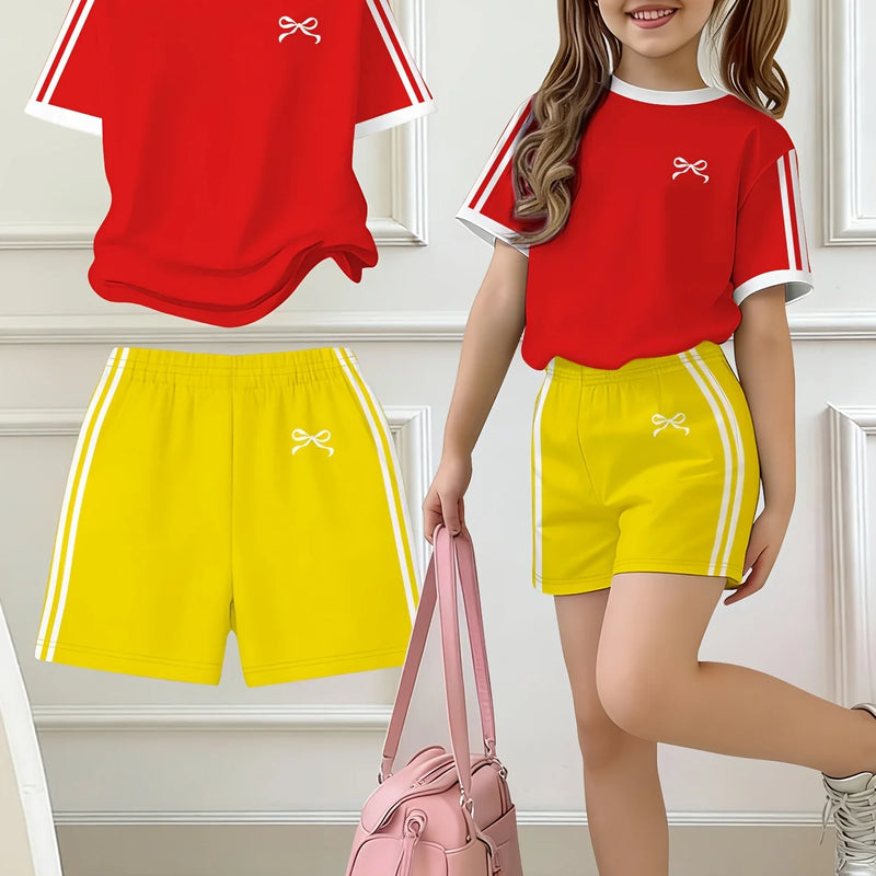 Kids Clothes Girls, , Easy Bow Print Short Sleeve T-Shirt | SAMAG