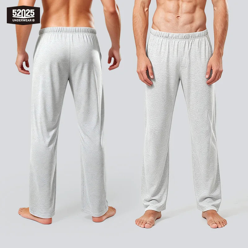52025 Men's 100% Cotton Pajama Lounge Pants – Relaxed Fit, Side Pockets and Breathable Everyday Comfort