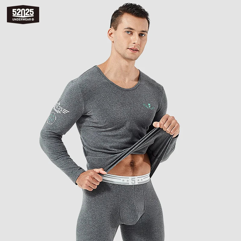 52025 Men's Cotton Thermal Underwear Set – Soft Fleece with Skin-Friendly Comfort, Athletic Fit and Midweight Warmth