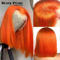 Black Pearl Ginger Lace Front 100% Human Hair Quality Wigs Glueless Wig Short Straight Bob Wig Lace Front Human Hair Wig