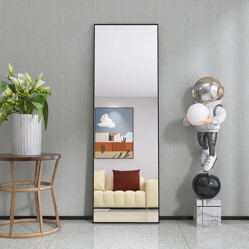 Foot mirror, 165x60, mirror full length, toilet mirror, aluminum alloy frame, living room, bedroom, Black