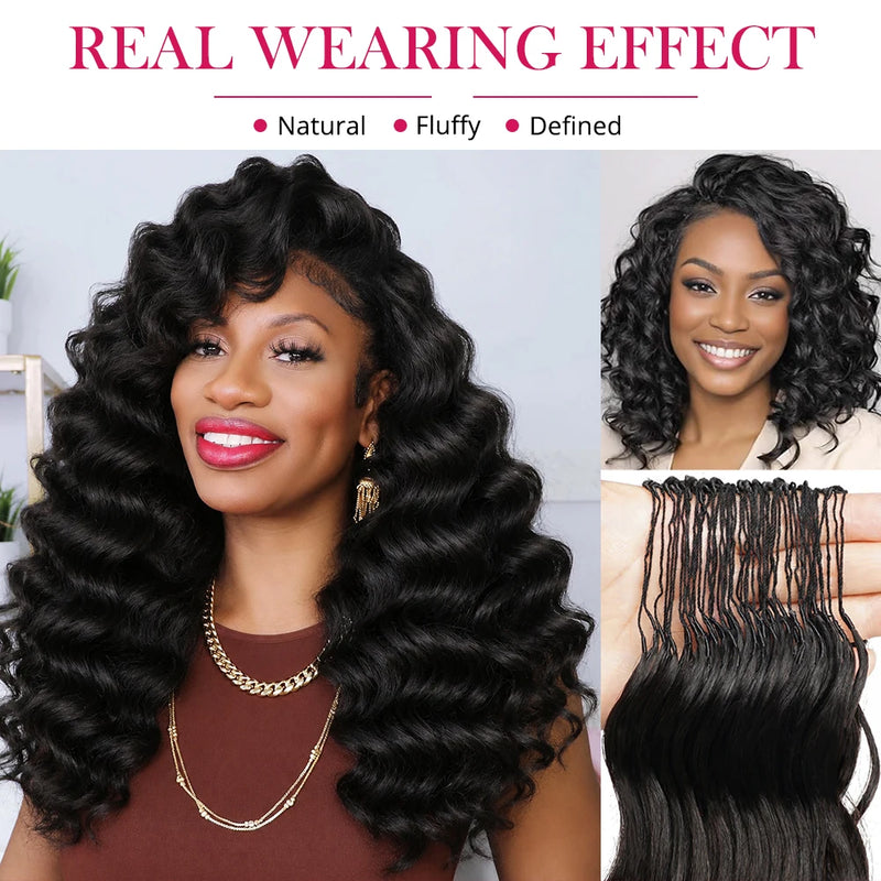 Ocean Wave Crochet Braids Miracle Knots Crochet Human Hair Pre-Separated Invisible Knotless Loose Deep Wave Feather Crochet Human Hair Bundles For Black Women Ocean Wave Humain Crochet Hair 16 To 26 Inch 60g/pcs 240g For A He