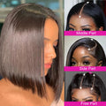 Straight Short Bob Wig Human Hair 13x4 Transparent Lace Front Wigs 230 Density Natural Black Bone Straight Short Human Hair Wigs
