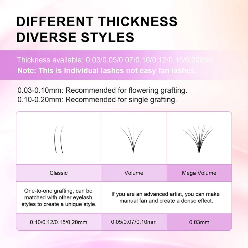 NAGARAKU 6 Cases False Eyelash Extension Supplies Synthetic Mink Individual Length 7-15 Mix 16-20 Mix 16 Lines High Quality Soft