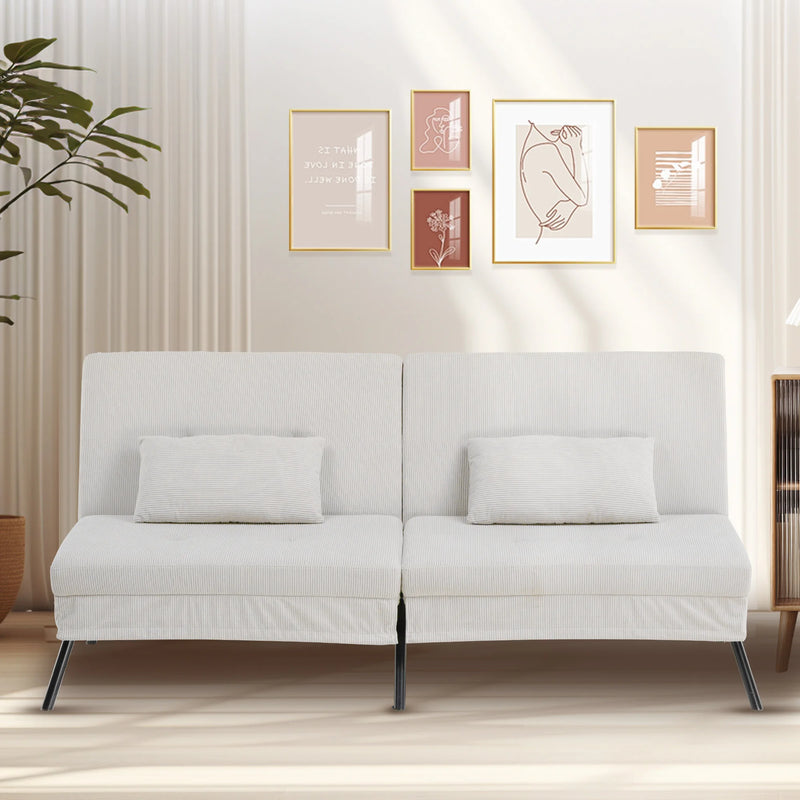 COMHOMA Fabric Sofa Bed 3 Seater Upgraded Frame 5-Gear Back Angle Adjustable Futon Sofa for Living Room