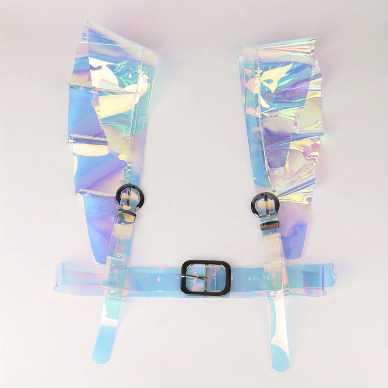 Laser Y2K PVC Harness Belt Adjustable Trendy Transparent Wait Belt For Women Hip Hop Suspenders Musical Festival Costume