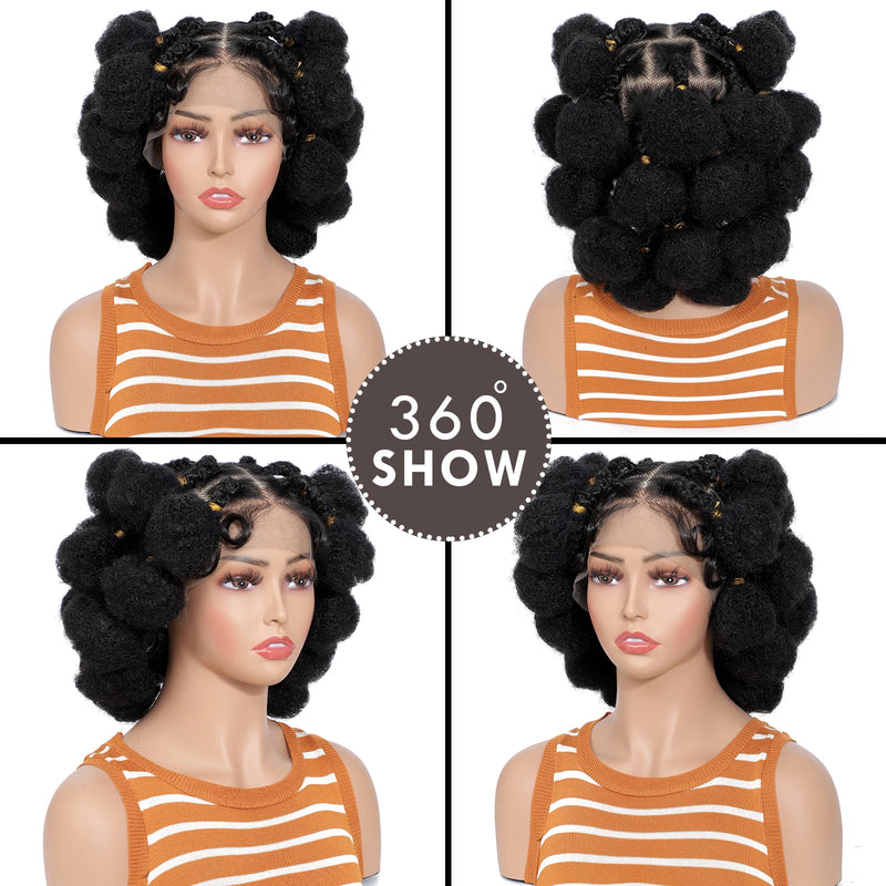Bantu Synthetic Braided Wigs Full Lace Wig Knotless Box Braids Wigs Afrian Braiding Hair Wigs For Black Women