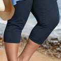 Plus Size Capri Leggings High Waist Tummy Control Stretchy Yoga Workout Women's Plus Size Pull on Stretch Capri Pants High Waist