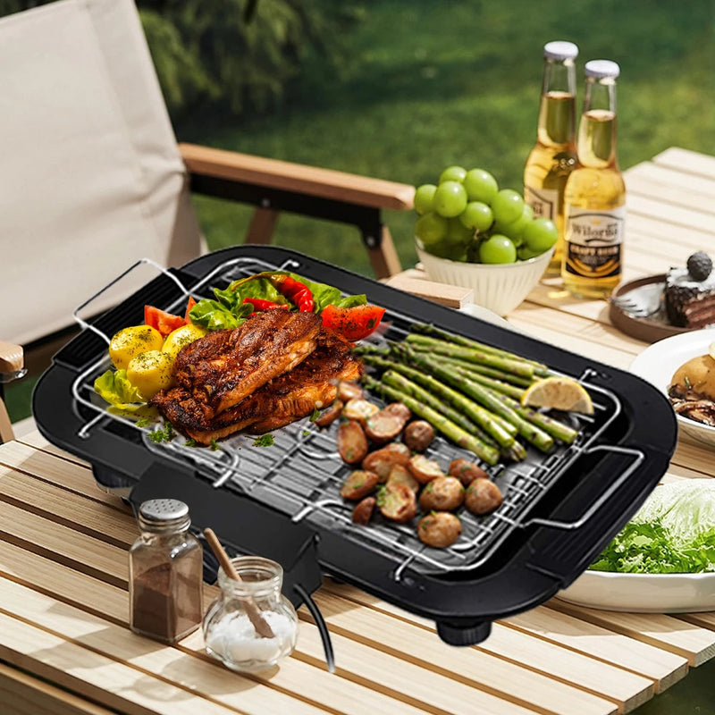 Indoor/Outdoor Electric Grill,2000W 6-Level Adjustable Temp Portable Tabletop BBQ,Stainless Steel Fast Heating for Camping Party