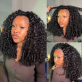 300 Density Burmese Curly Half Wig 100% Human Hair Glueless Ready to Wear Seamless Clip Ins 3 IN 1 Half Wig With Drawstring