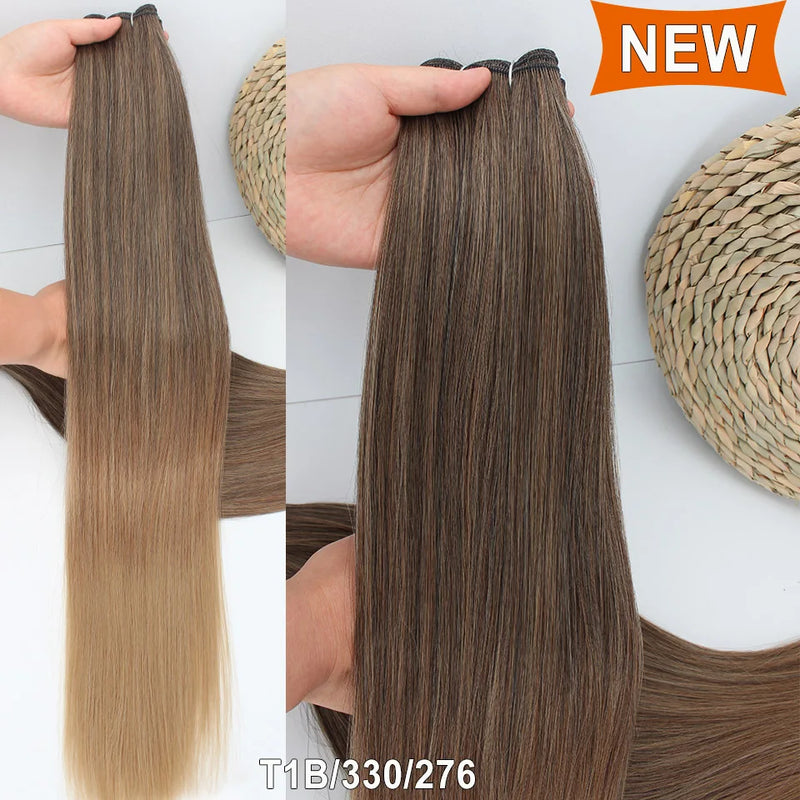 Natural Bio Synthetic Heat Resistant Hair Extensions Sew In Straight Hair Weave Bundle 26" 200g Synthetic Cosplay Ponytail Fiber