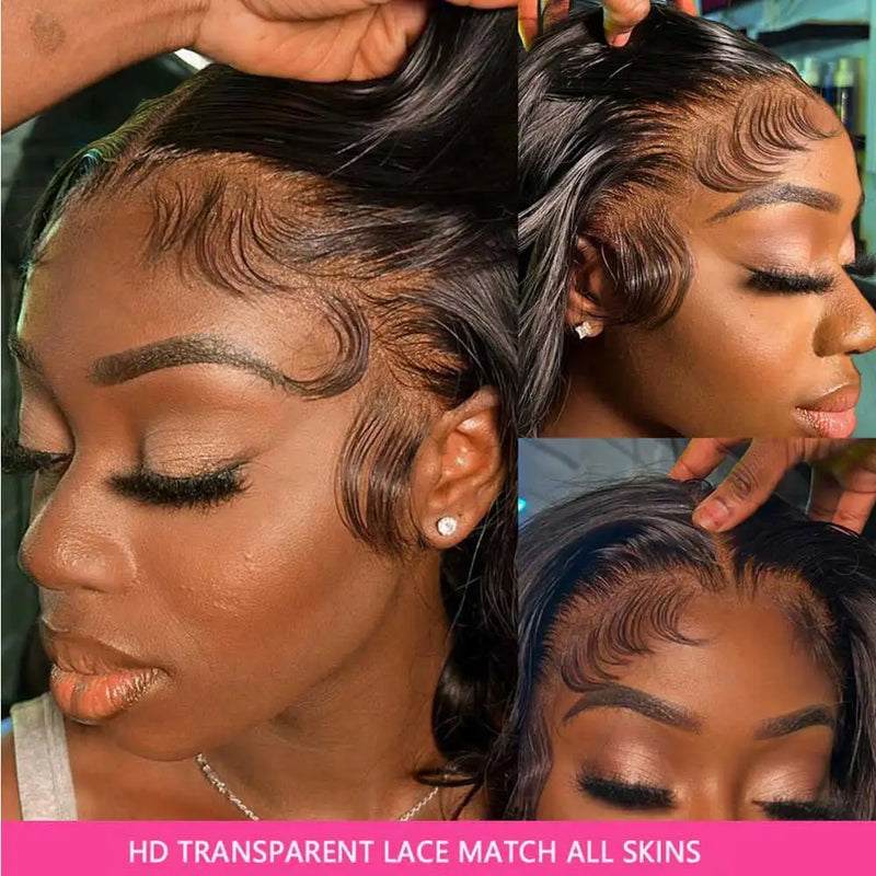 360 Lace Front Wigs Human Hair with Drawstring Pre Plucked Hidden Strap 360 HD Full Lace Body Wave Frontal Wig Glueless Wigs