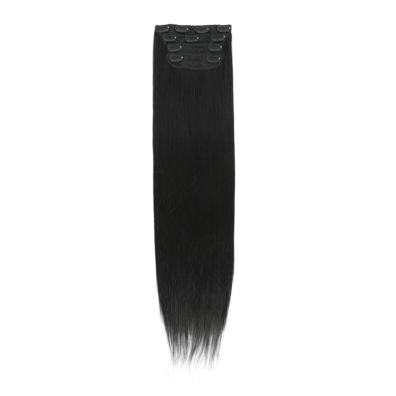 Straight High Temperature Fiber 11 Clips Ins Hair Extensions 24 Inch Orange Brown Synthetic Hair Daily Use Hair Pieces For Women