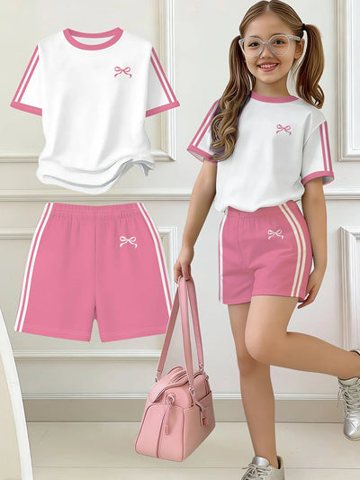 Kids Clothes Girls, , Easy Bow Print Short Sleeve T - Shirt | SAMAG