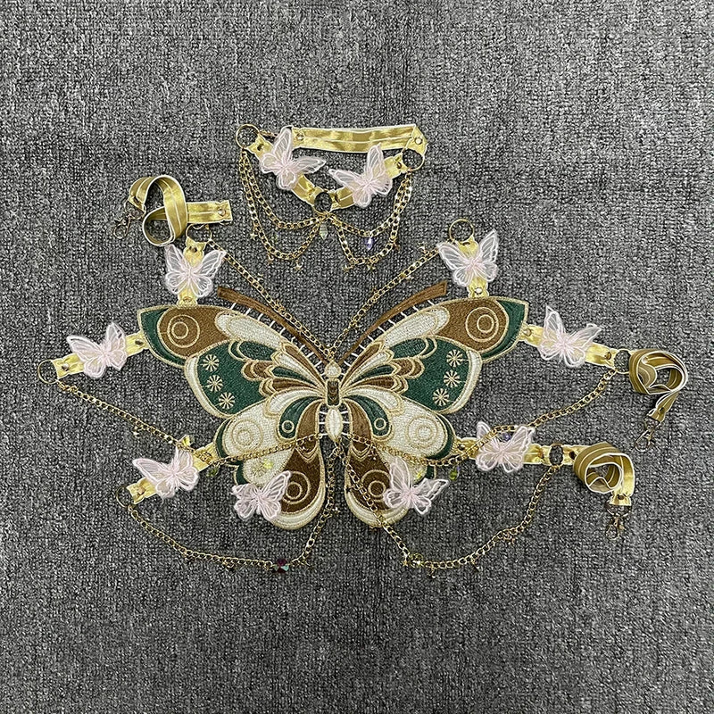 Women's Butterfly Embroidered Top Crystal Chain - View 13 | SAMAG