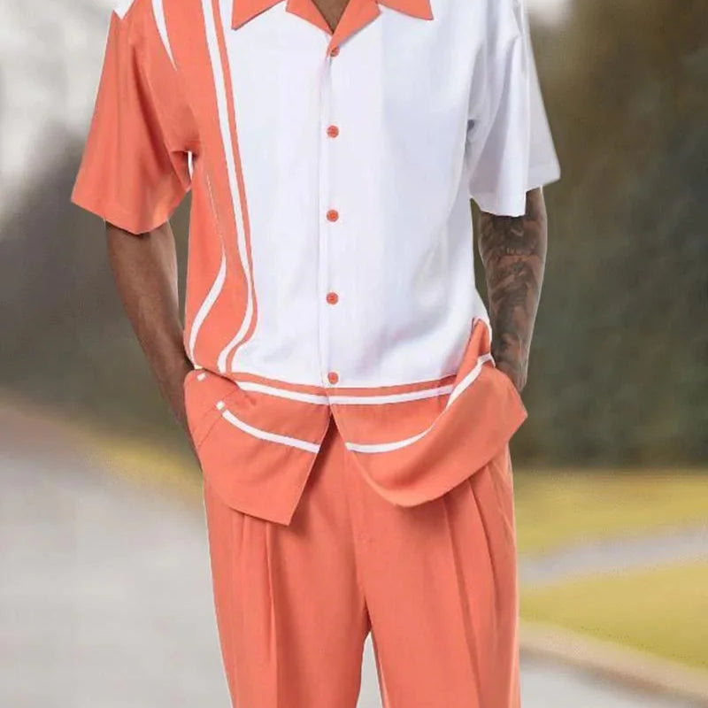 Summer New Printed Men's Top + Trousers Casual Suit Shirt Pants 2 - Piece Fashion Harajuku Retro Party - View 19 | SAMAG