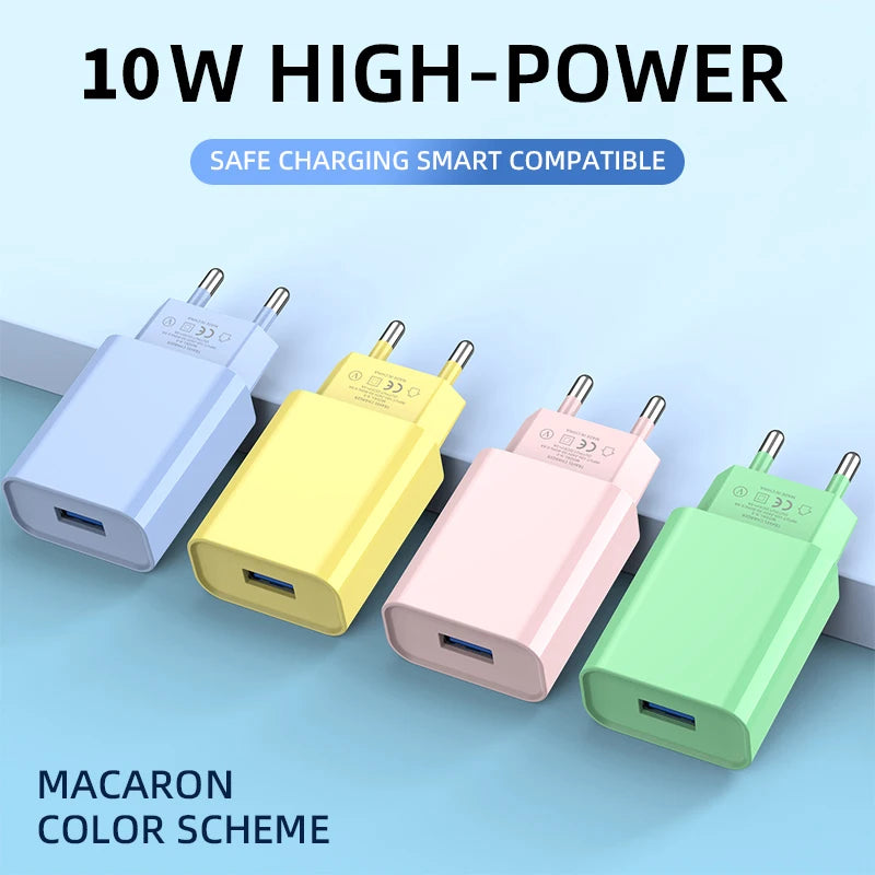 USB Charger 5V 2A Travel Universal Wall Power Adapter Plug For iPhone 16 15 14 Samsung Xiaomi Redmi LG EU US Head Fast Charging