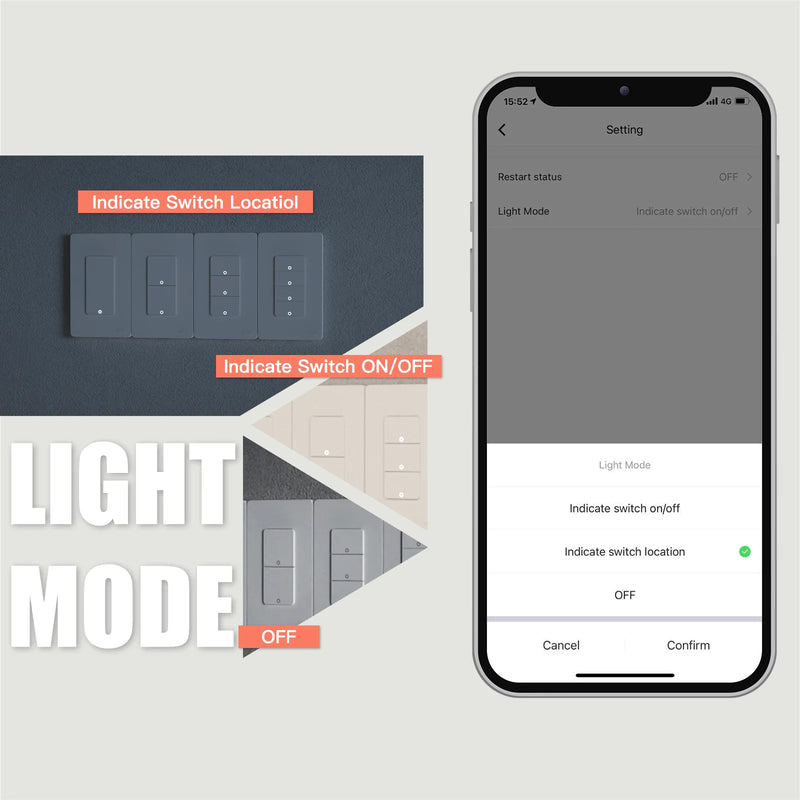 MOES Tuya Wi-Fi Smart Light Switch US Single Pole Push Button Wall Switch Work With Alexa Google Home Neutral Wire Required