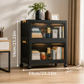 2/3/4/5-tier modular foldable stackable storage cabinets, no-assembly foldable storage boxes with vertical transparent double doors and gold handles, 360° swivel casters, perfect for office, living room, studio, classroom, g