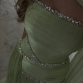Mila Customized Sage Green A-Line Shawl Strapless Prom | SAMAG