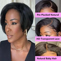 Straight Pixie Cut Wig Transparent Lace Brazilia Human Hair 13×4 Human Hair Wigs Short Bob Wig Lace Wig For Woman