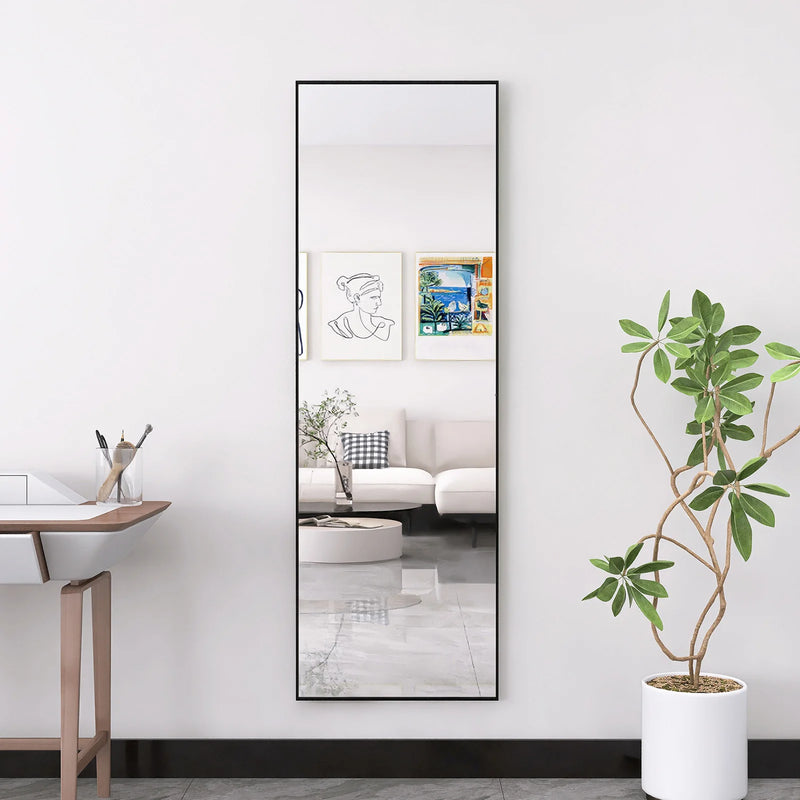 Foot mirror, 165x60, mirror full length, toilet mirror, aluminum alloy frame, living room, bedroom, Black