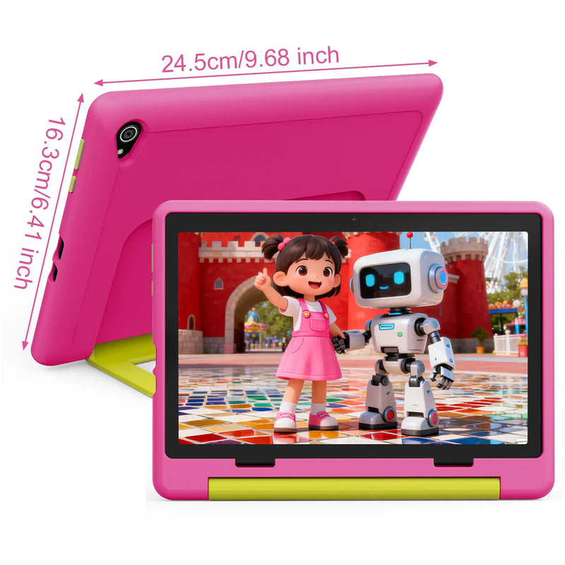 BUFO KT1028 10.1 Inch Kids Tablet A333 Five Core 20GB(3+17G) RAM 64GB ROM Android 16 1280*800 HD LCD Eye Protection Screen 5000mAh Battery Parental Control Dual Camera TF Card Up to 1TB Children Tablet PC