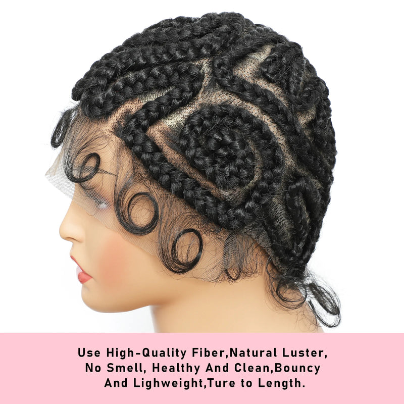8 inches Synthetic Full Lace Handmade Twist Knotless Box Braids Wigs with Baby Hair Short Lovely Braided Wigs for Black Women