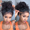 4C Kinky Edges Deep Wave Frontal Wig Invisible Drawstring 360 Full HD Lace Front Wigs Water Wave Glueless Wigs Human Hair