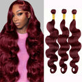 Red Color Body Wave Human Hair Bundles #99j Burgundy Hair Bundles Brazilian Remy Hair Weaving 1/3 Bundle Deals For Extensions