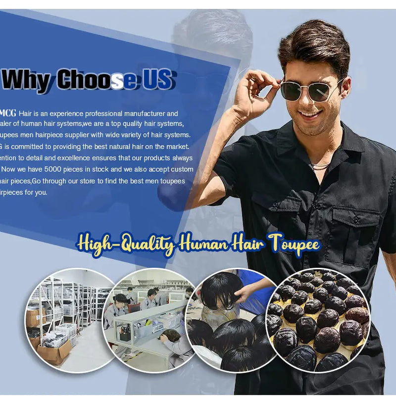 Male Hair Prosthesis Toupee Men Mono& Soft Pu Durable Men Wigs 6" Replacement Exhuast Systemes Unit 100% Human Hair Male Wig