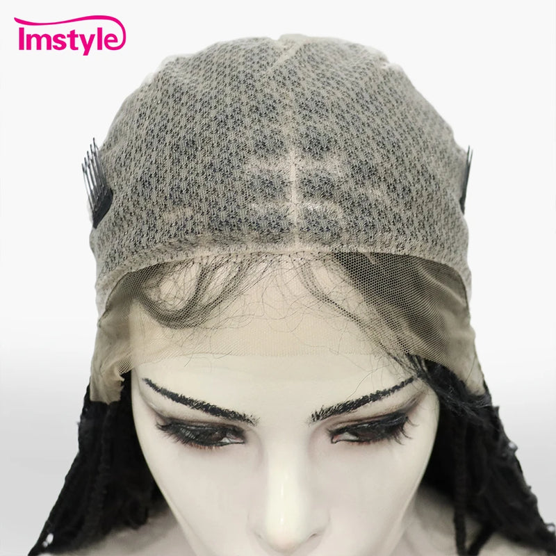 Imstyle 36'' Full Lace Synthetic Lace Front Wig Box Braided With Baby Hair For Women Curly Hair Braid Wig