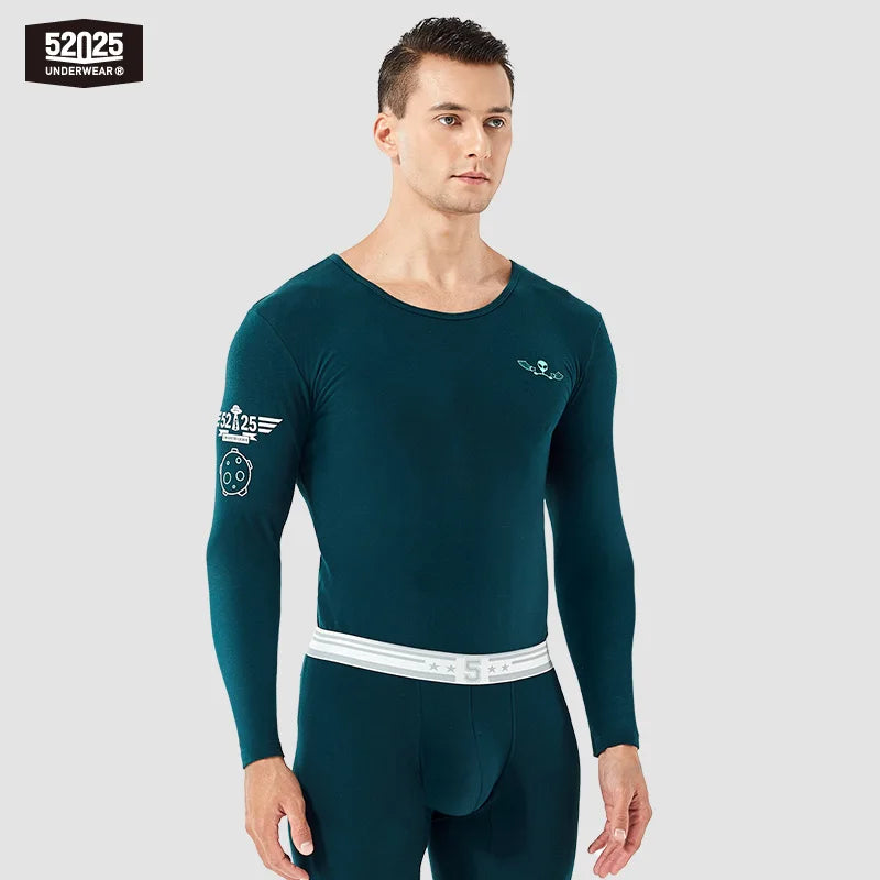 52025 Men's Cotton Thermal Underwear Set – Soft Fleece with Skin-Friendly Comfort, Athletic Fit and Midweight Warmth