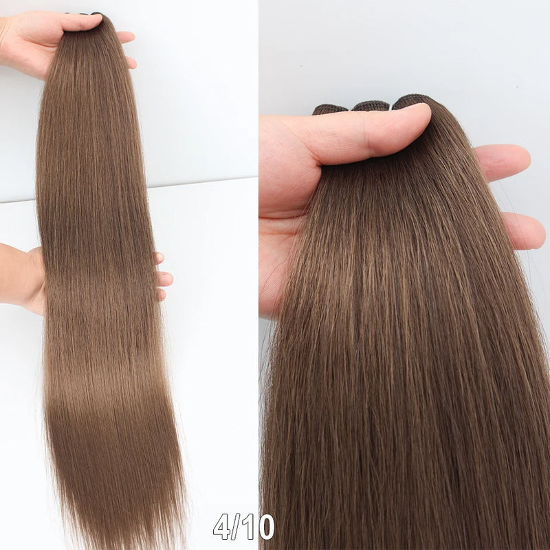 Natural Bio Synthetic Heat Resistant Hair Extensions Sew In Straight Hair Weave Bundle 26" 200g Synthetic Cosplay Ponytail Fiber