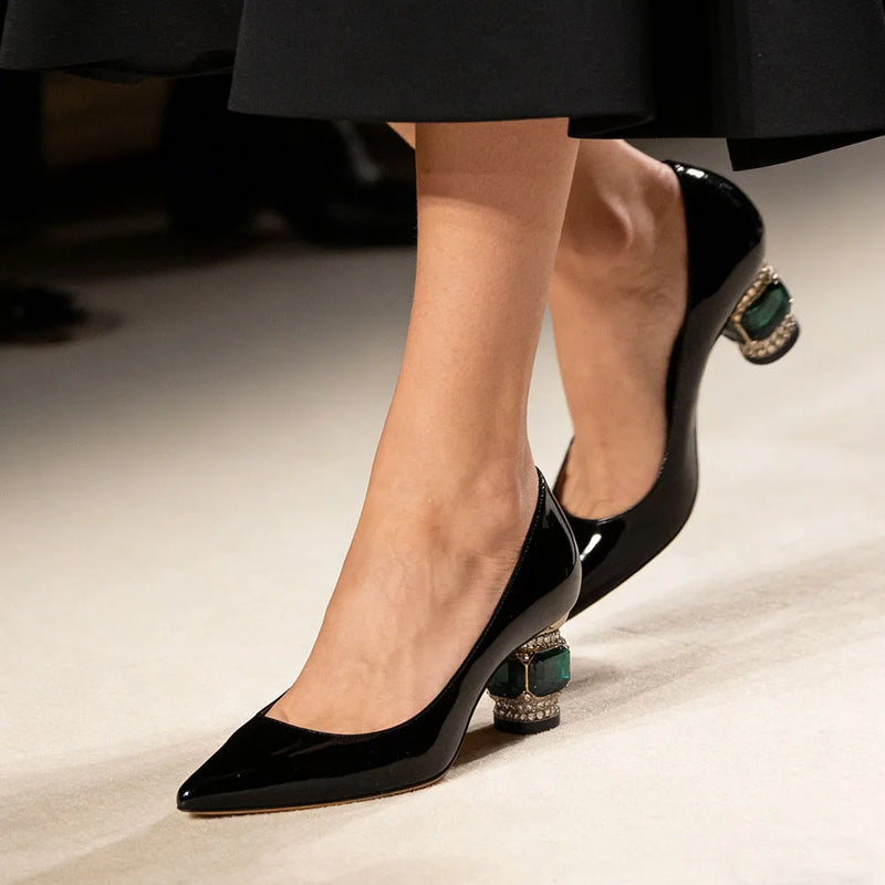 women's pointed toe pumps fashion chunky heels fall spring pumps woman party office dress shoes woman