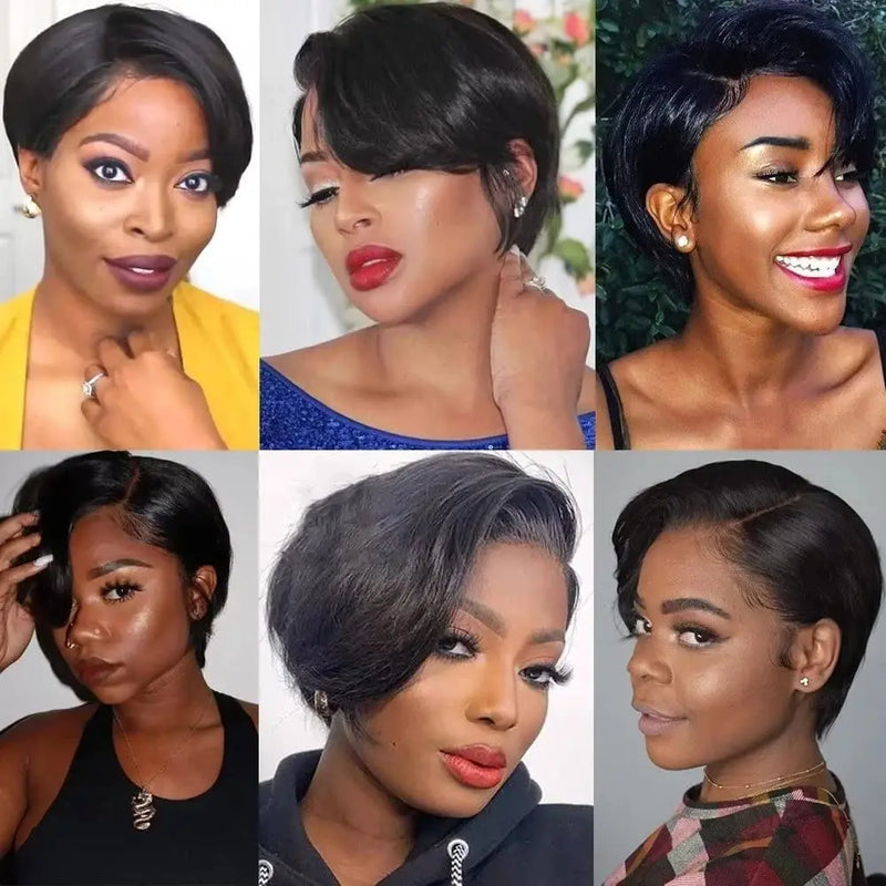 Straight Pixie Cut Wig Transparent Lace Brazilia Human Hair 13×4 Human Hair Wigs Short Bob Wig Lace Wig For Woman