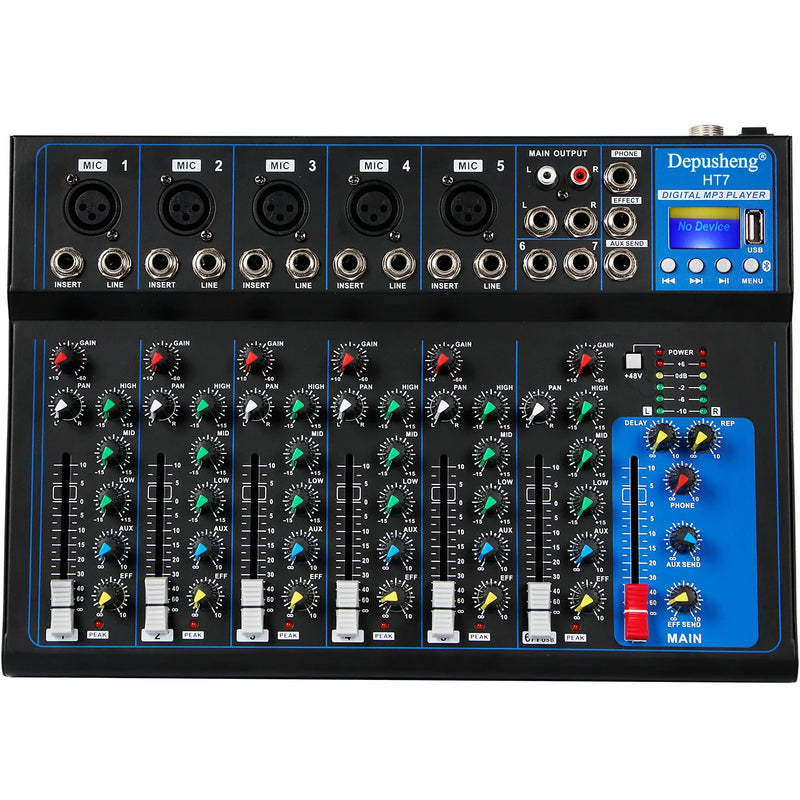 Portable Audio Mixer DJ Sound Mixing Console 48V Power for Computer Recording, Bands Mixing Boards For Studio Recording