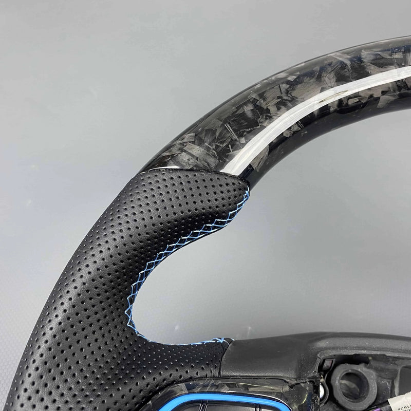 Customized Forged Carbon Fiber Blue Element Steering Wheel Ford MK3 ST RS Car Accessory Sporty Style