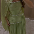 Mila Customized Sage Green A-Line Shawl Strapless Prom | SAMAG