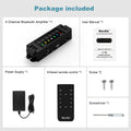 Herdio 4-Channel Bluetooth Audio Amplifier with Remote Control for Bathroom Wall/Ceiling Speakers  EU/US/UK/AU Compatible