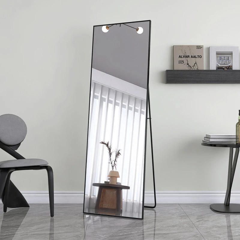 Foot mirror, 165x60, mirror full length, toilet mirror, aluminum alloy frame, living room, bedroom, Black