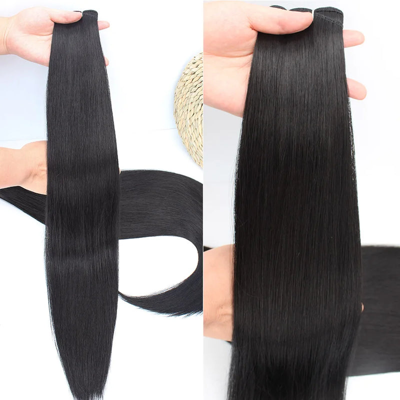 Natural Bio Synthetic Heat Resistant Hair Extensions Sew In Straight Hair Weave Bundle 26" 200g Synthetic Cosplay Ponytail Fiber