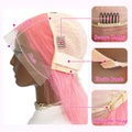 Dark Pink Short Bob Wig Human Hair Straight 13X4 Lace Frontal Wig With Natural Hairline Pre Plucked Short Human Hair Wigs