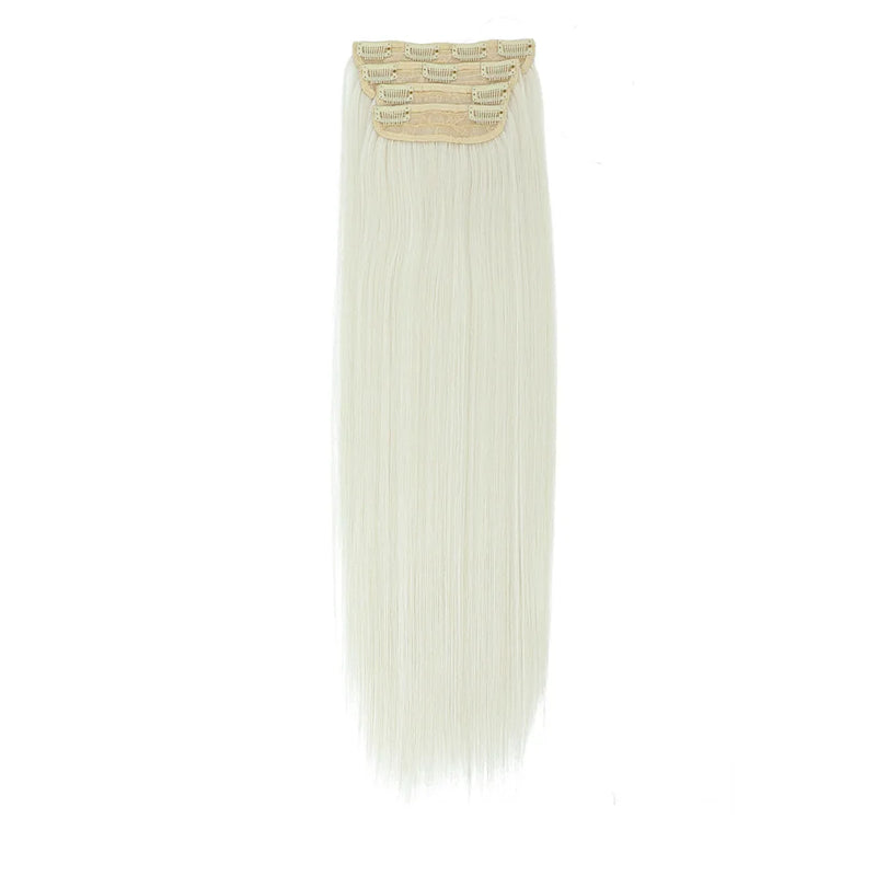 Straight High Temperature Fiber 11 Clips Ins Hair Extensions 24 Inch Orange Brown Synthetic Hair Daily Use Hair Pieces For Women
